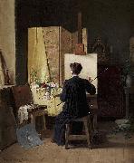Gillis Hafstrom In the studio oil painting reproduction
